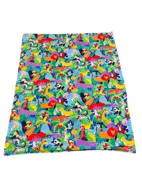 Jungle Safari Baby Blanket With Colorful Animal Print & Play Map Reverse Side